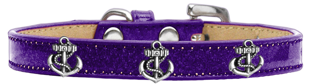 Silver Anchor Widget Dog Collar Purple Ice Cream Size 16